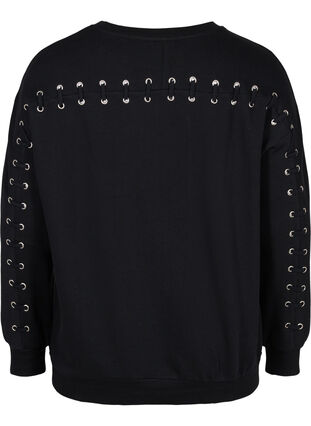 Katoenen sweatshirt met koord details, Black, Packshot image number 1