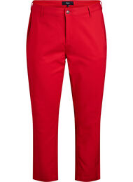 Broek met hoge taille en rechte pijpen, Rood