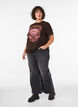Organisch katoenen T-shirt met print aan de voorkant, Bruin, Model image number 1