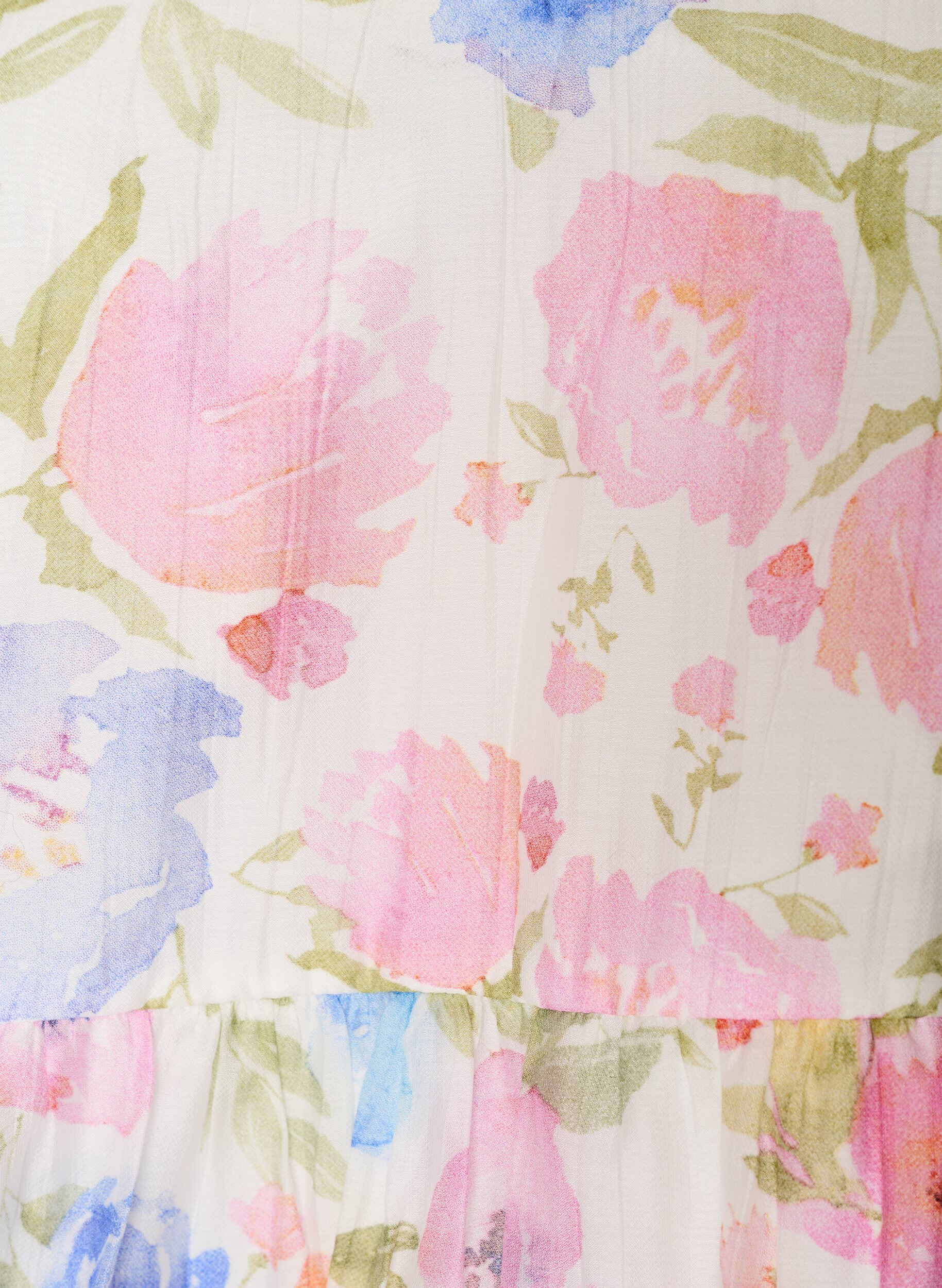Zizzi Lyocell blouse met bloemenprint en hartvormige halslijn, Wit, Packshot image number 2