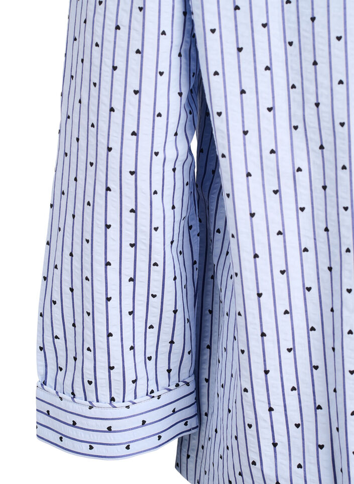 Seersucker-pyjamahemd met lange mouwen, Blauw, Packshot image number 3