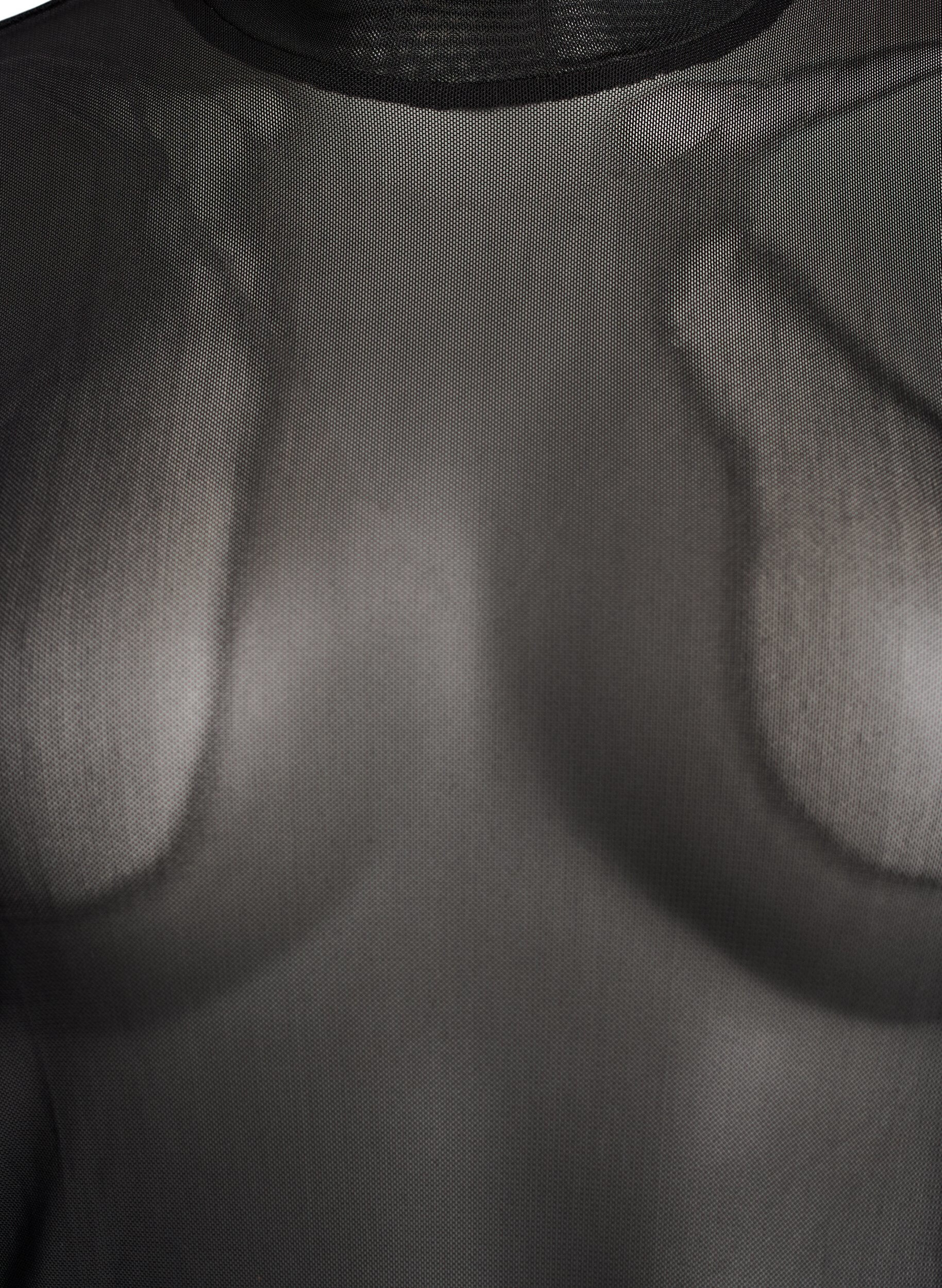 Zizzi Getailleerde blouse van mesh met lange mouwen, Zwart, Packshot image number 2