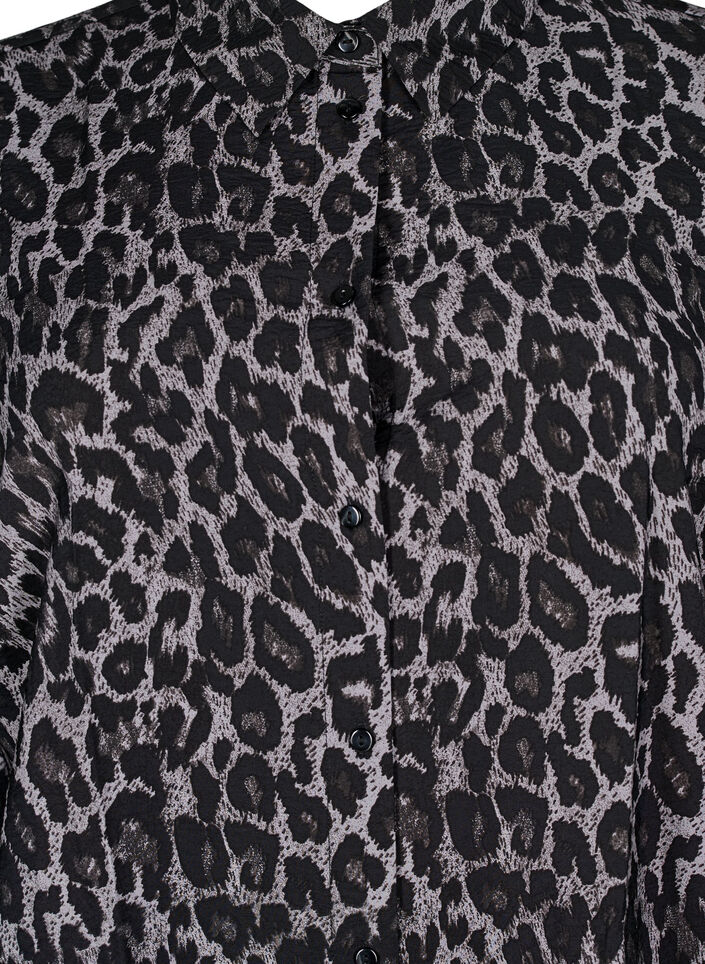 Lange blouse met luipaardprint, Grijs, Packshot image number 2