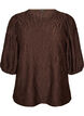 Blouse met textuur en 3/4 mouwen, Bruin, Packshot image number 0