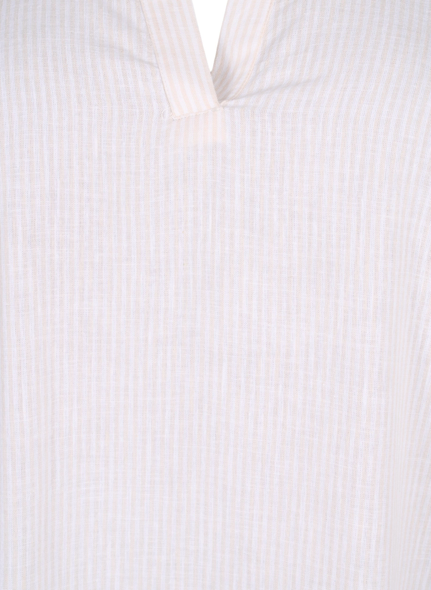 Zizzi Gestreepte jurk gemaakt van katoen en linnen, Sandshell Wh. Stripe, Packshot image number 2
