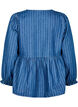 Gestreepte denim blouse met strik aan de voorkant, Blauw, Packshot image number 1