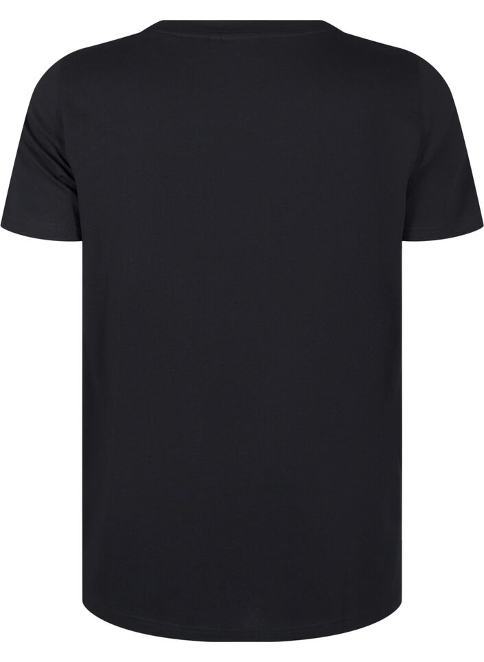 Katoenen T-shirt met strassteentjes, Black, Packshot image number 1