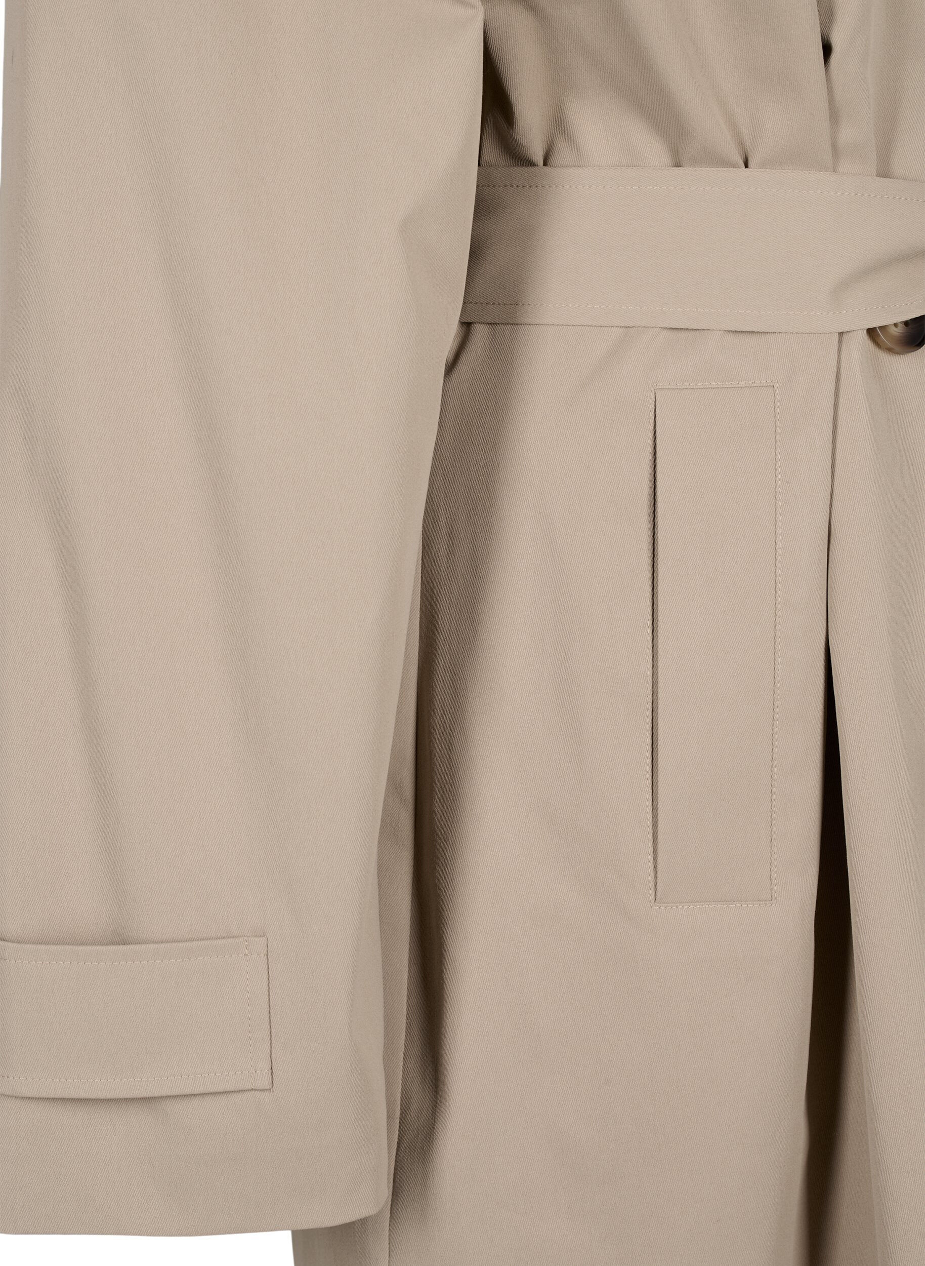 Zizzi Klassieke lange trenchcoat met riem, Chinchilla, Packshot image number 3