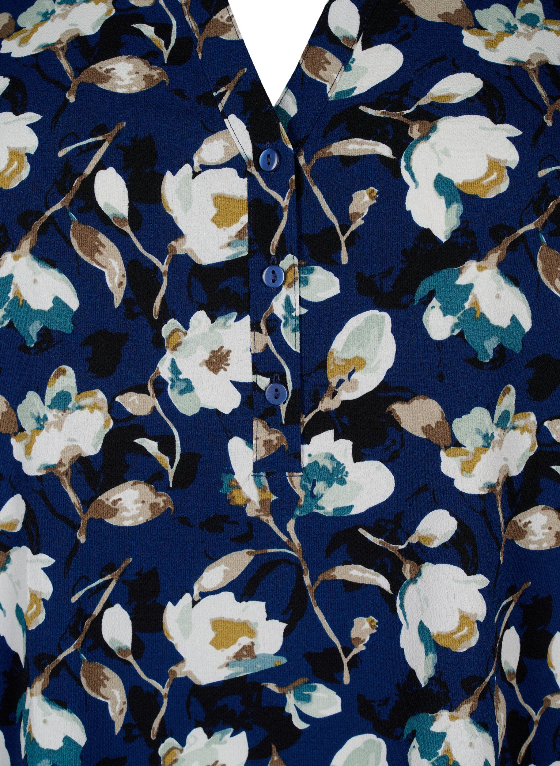 Zizzi Gebloemde tuniek met 3/4 mouwen, P. Blue Flower AOP, Packshot image number 2