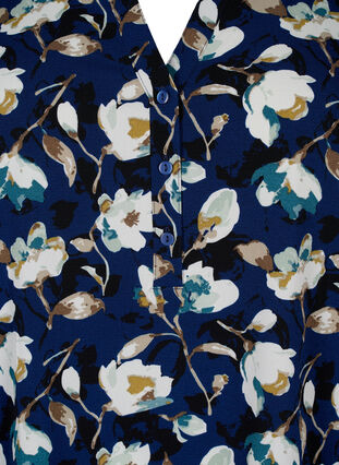 Gebloemde tuniek met 3/4 mouwen, P. Blue Flower AOP, Packshot image number 2