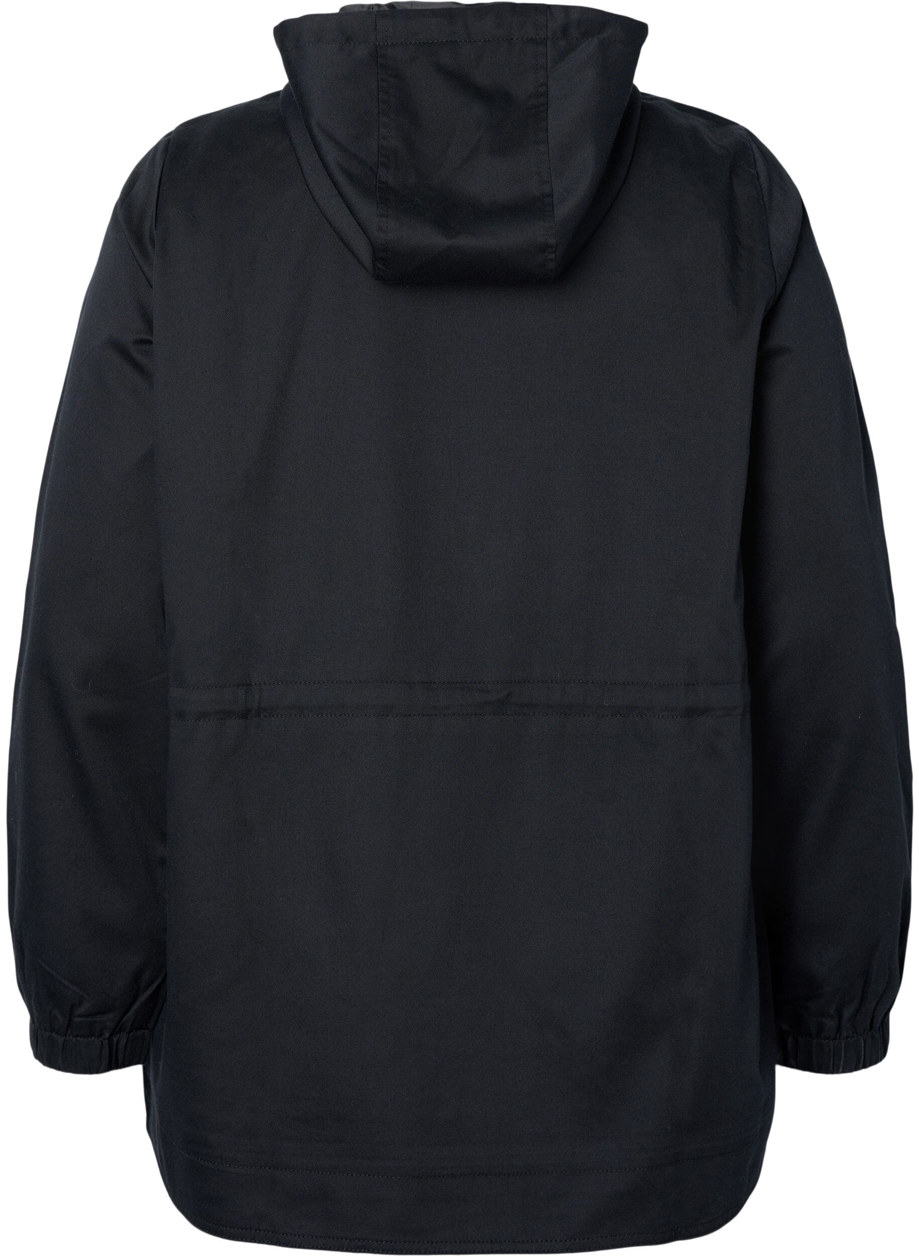 Zizzi Anorak met capuchon en zak, Black, Packshot image number 1