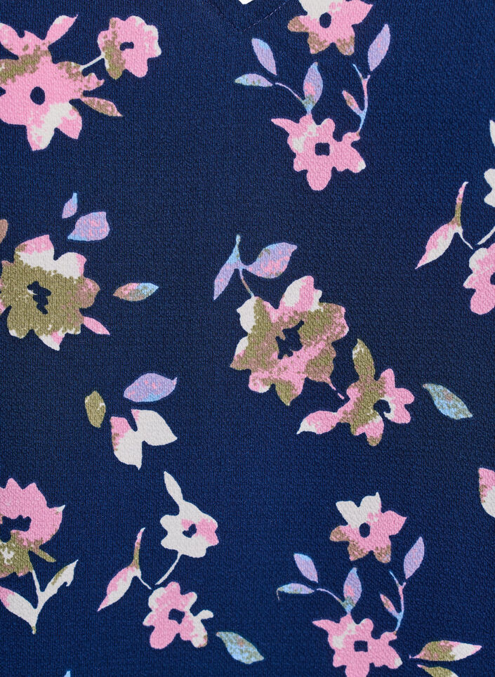 Top met print en V-hals, Blauw, Packshot image number 2