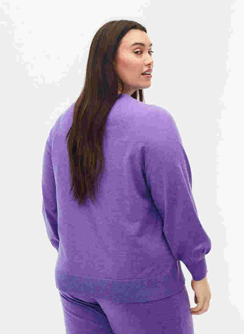 Gemêleerde gebreide trui, Purple Opulence Mel, Model image number 1