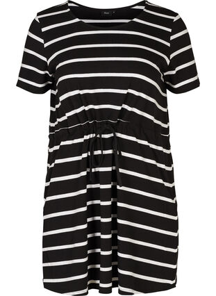 Korte jurk, Black w. white stripes , Packshot image number 0