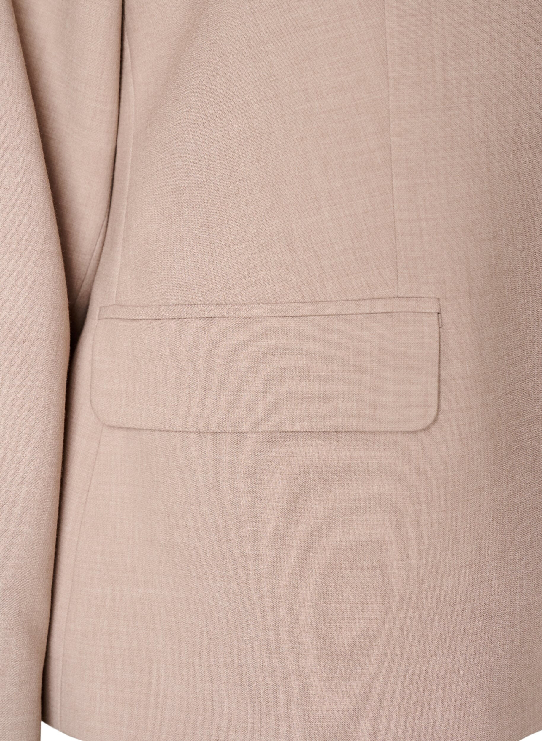 Zizzi Klassieke blazer met knoopsluiting en zakken, Beige, Packshot image number 3