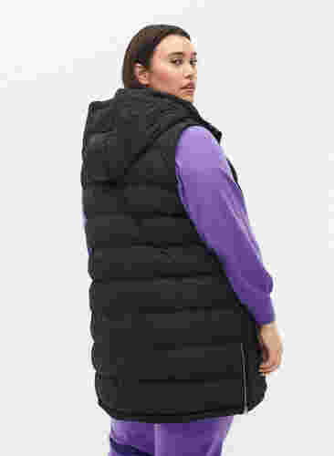 Lang vest met capuchon en knoopsluiting, Black, Model image number 1