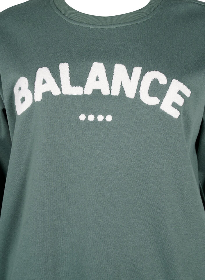 Sweatshirt met badstof tekst, Groen, Packshot image number 2
