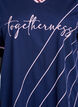 Sportief T-shirt met strepen en tekstmotief, Blauw, Packshot image number 2