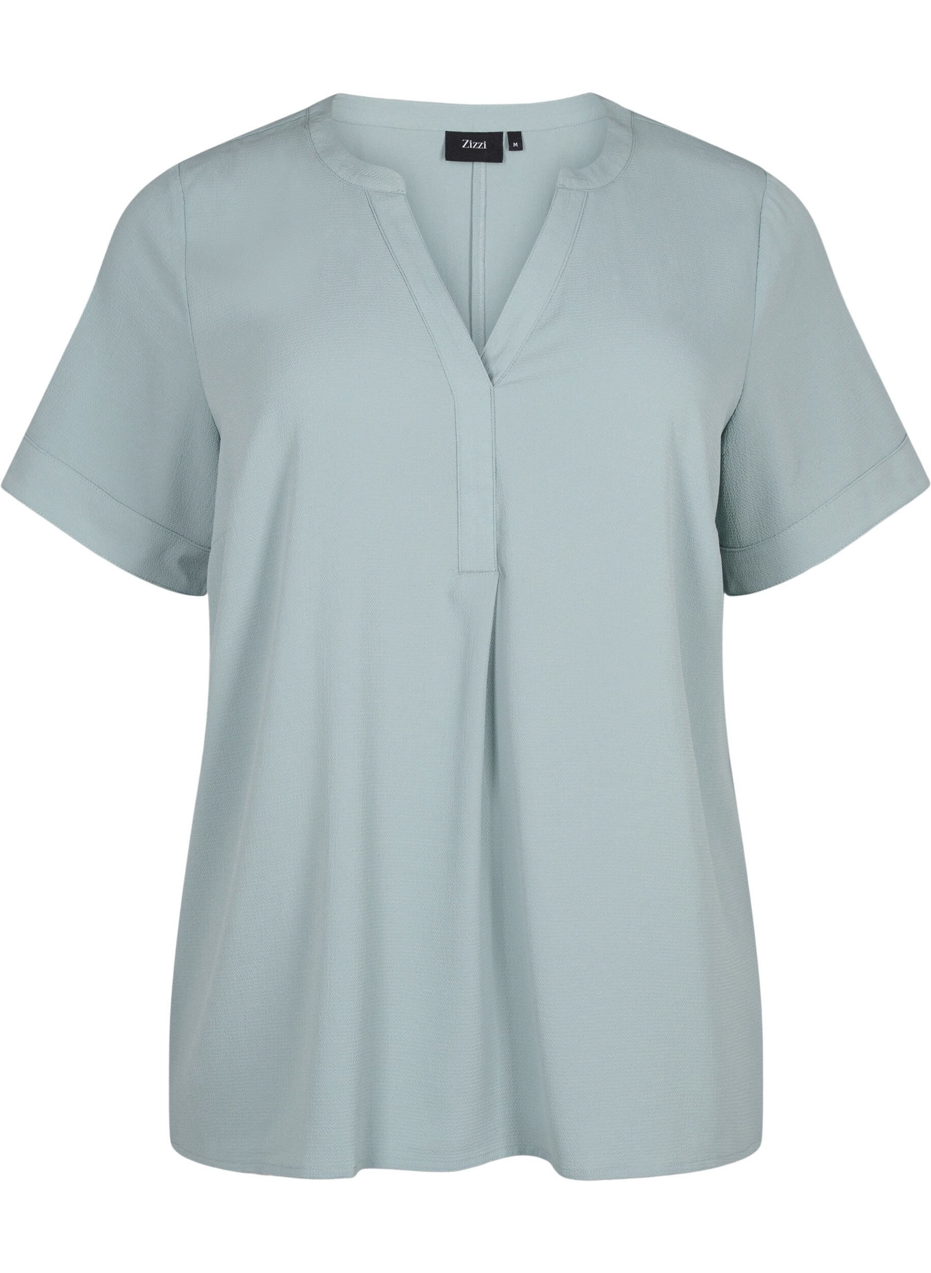Zizzi Blouse met korte mouwen en v-hals, Groen, Packshot image number 0