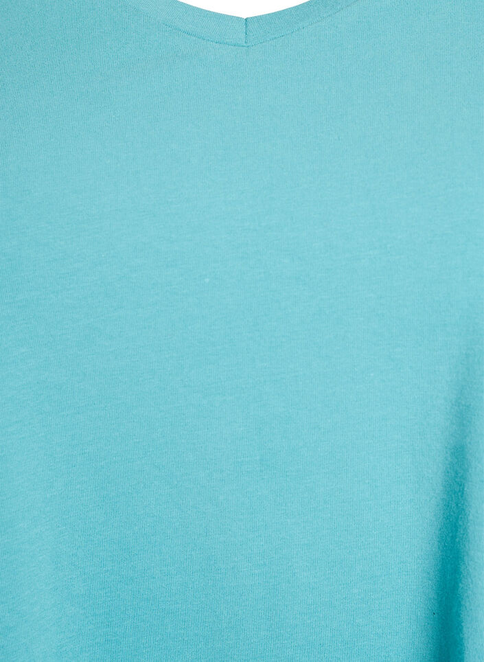 Basic effen katoenen t-shirt, Blauw, Packshot image number 2
