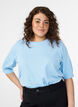 Fijngebreide blouse met korte mouwen, Blauw, Model image number 0