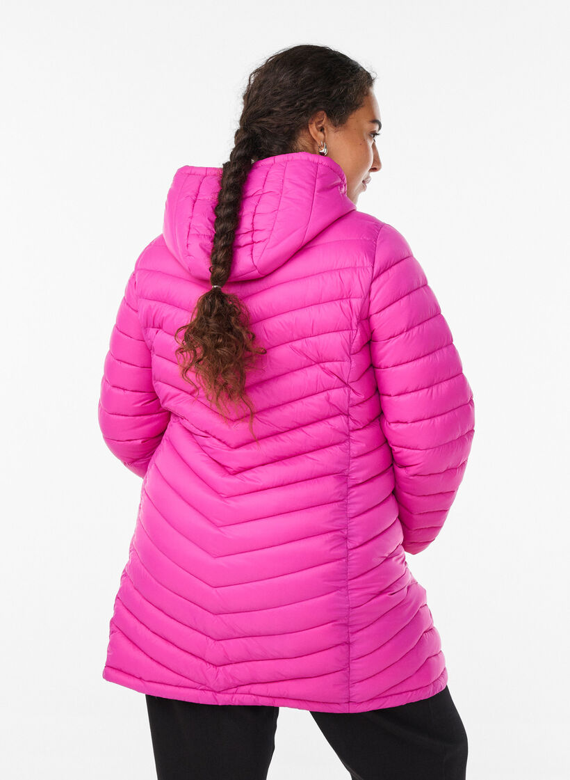 Lichtgewicht jas met zakken en een afneembare capuchon, Roze, Model image number 2