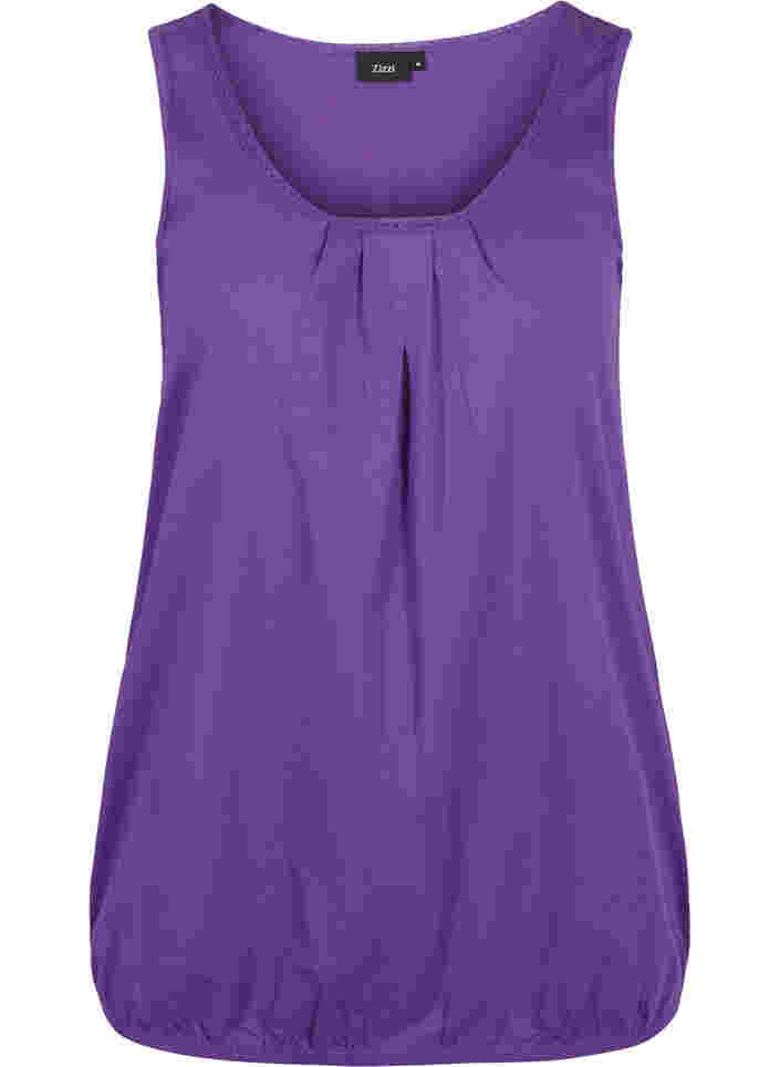 Katoenen top met ronde hals en kanten rand, Ultra Violet, Packshot image number 0