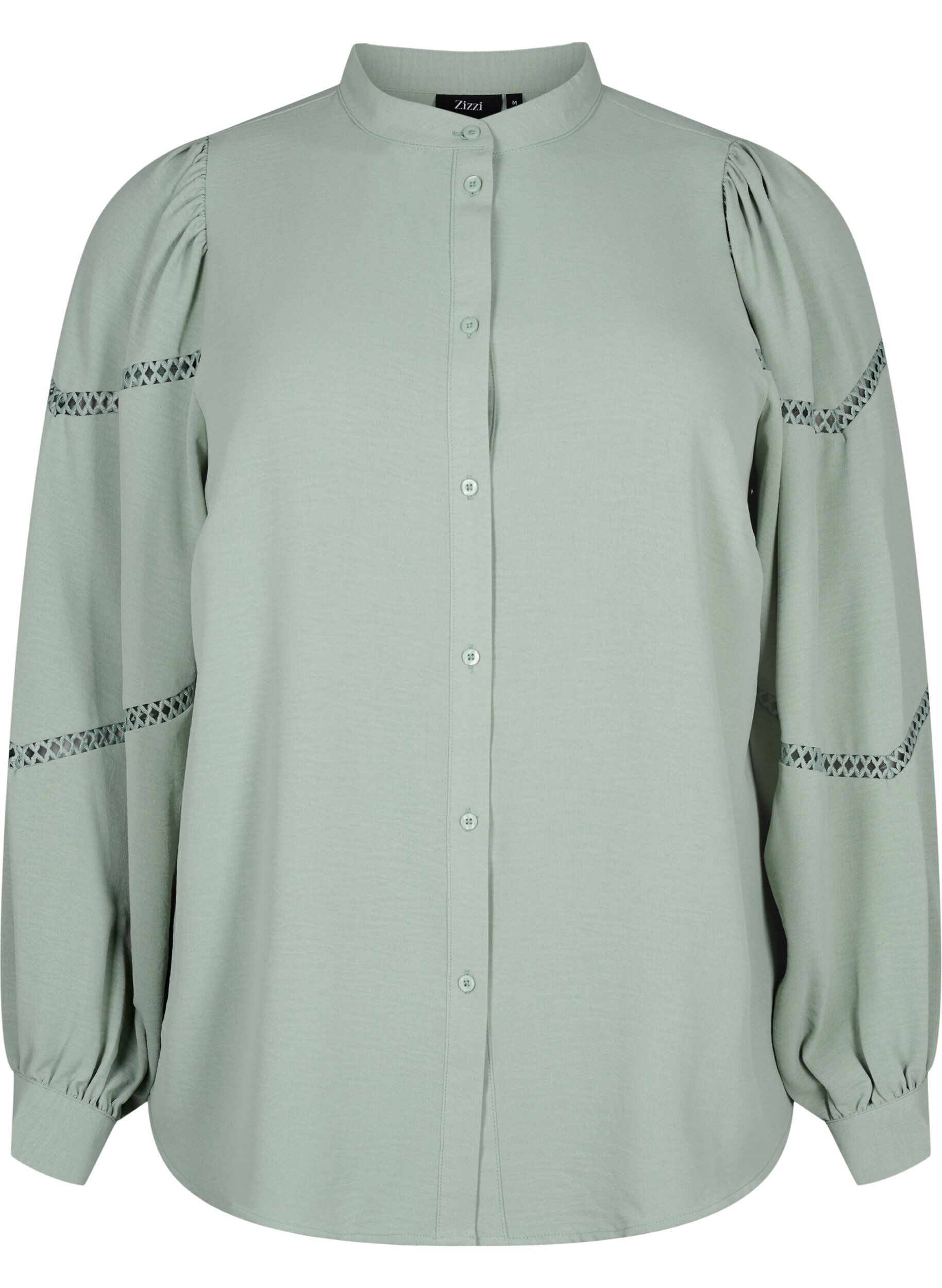 Zizzi Overhemdblouse met gehaakte details, Green Bay, Packshot image number 0