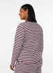 Nachtbovenstuk met lange mouwen in geribde jersey met strepen, Rood, Model image number 2