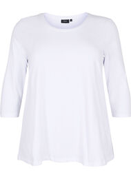 Basic katoenen t-shirt met 3/4 mouwen, Wit