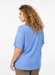 Geweven blouse met korte mouwen en ronde hals, Blauw, Model image number 2