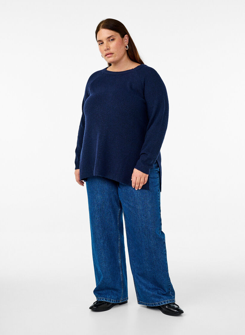 Gebreide blouse met ronde hals, Naval Academy Mel., Model image number 2