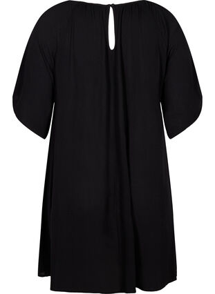 Viscose jurk met korte mouwen, Black, Packshot image number 1