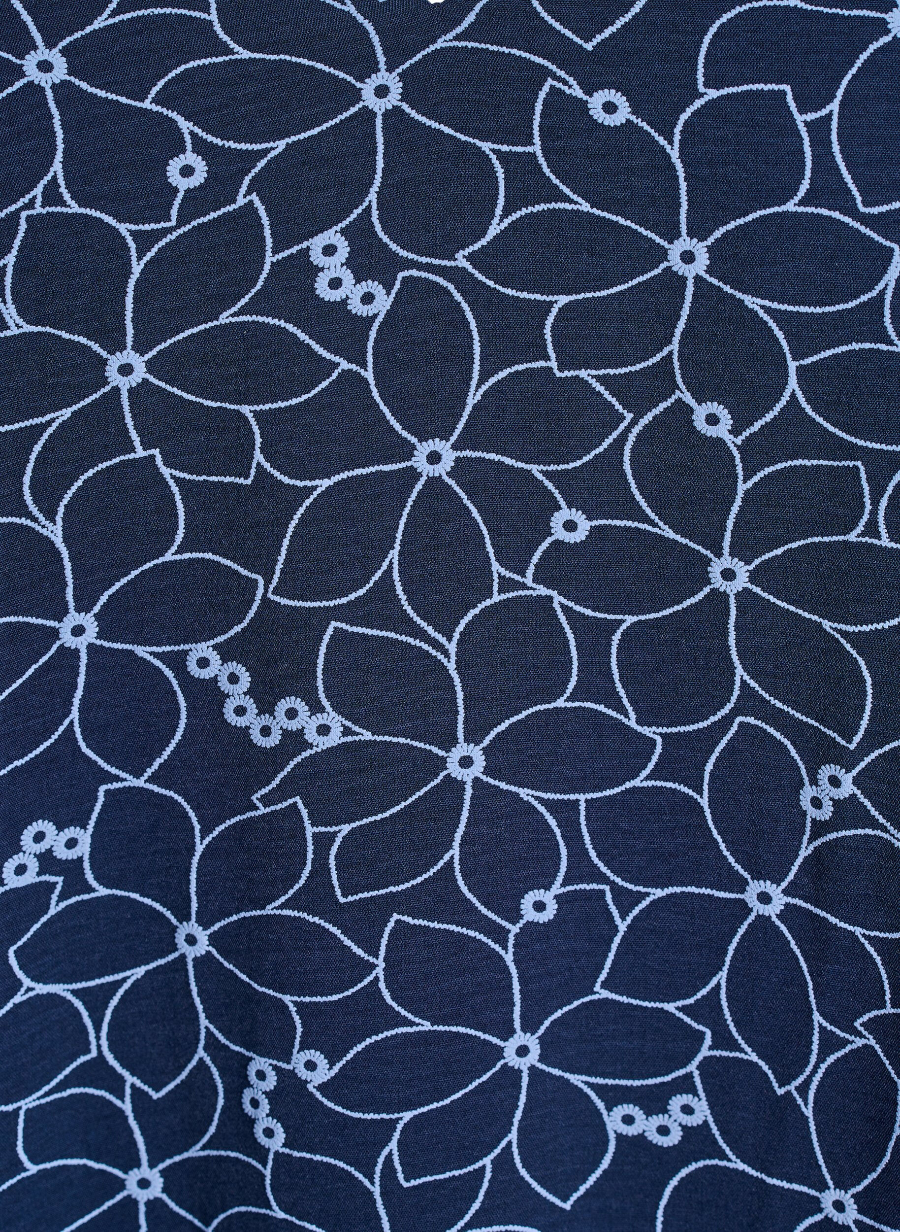 Zizzi Tuniek met een geborduurd bloemenpatroon en 3/4 mouwen, Blauw, Packshot image number 2