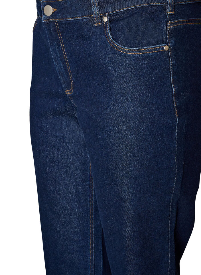 Gecropte straight-fit jeans met een normale taille, Blauw, Packshot image number 2