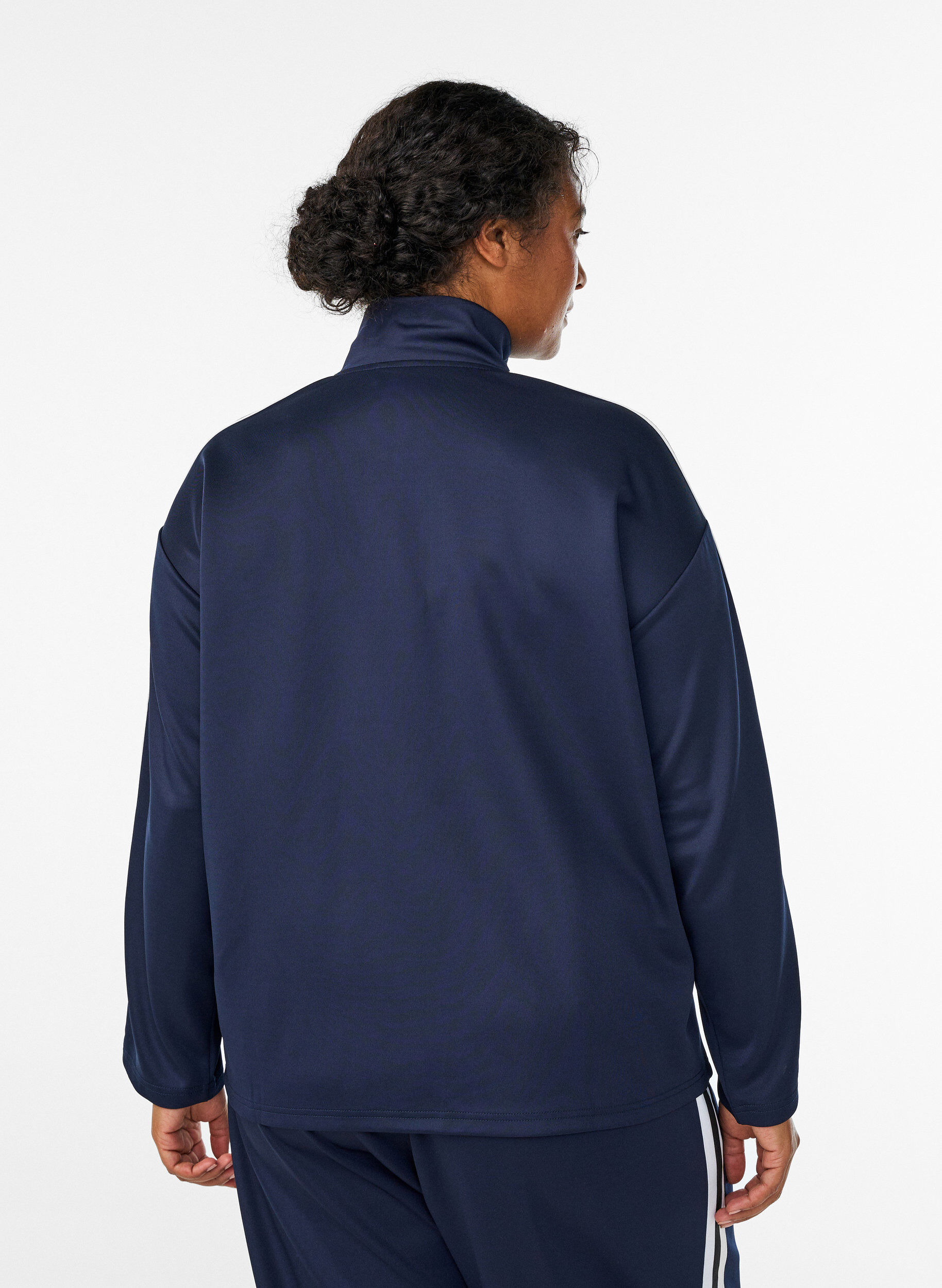 Zizzi Track jacket met strepen en zakken, Blauw, Model image number 2