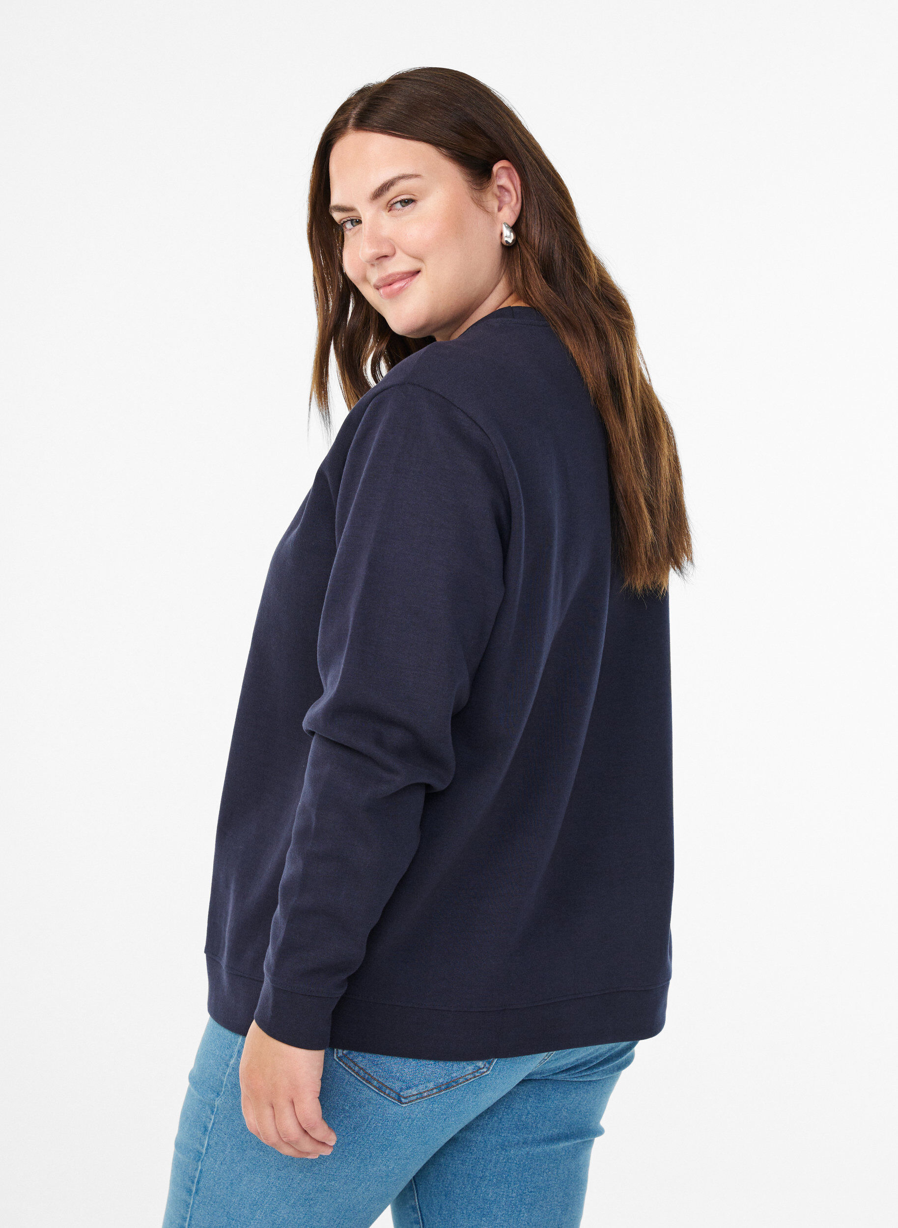 Zizzi FLASH - Sweatshirt met ronde hals, Blauw, Model image number 2