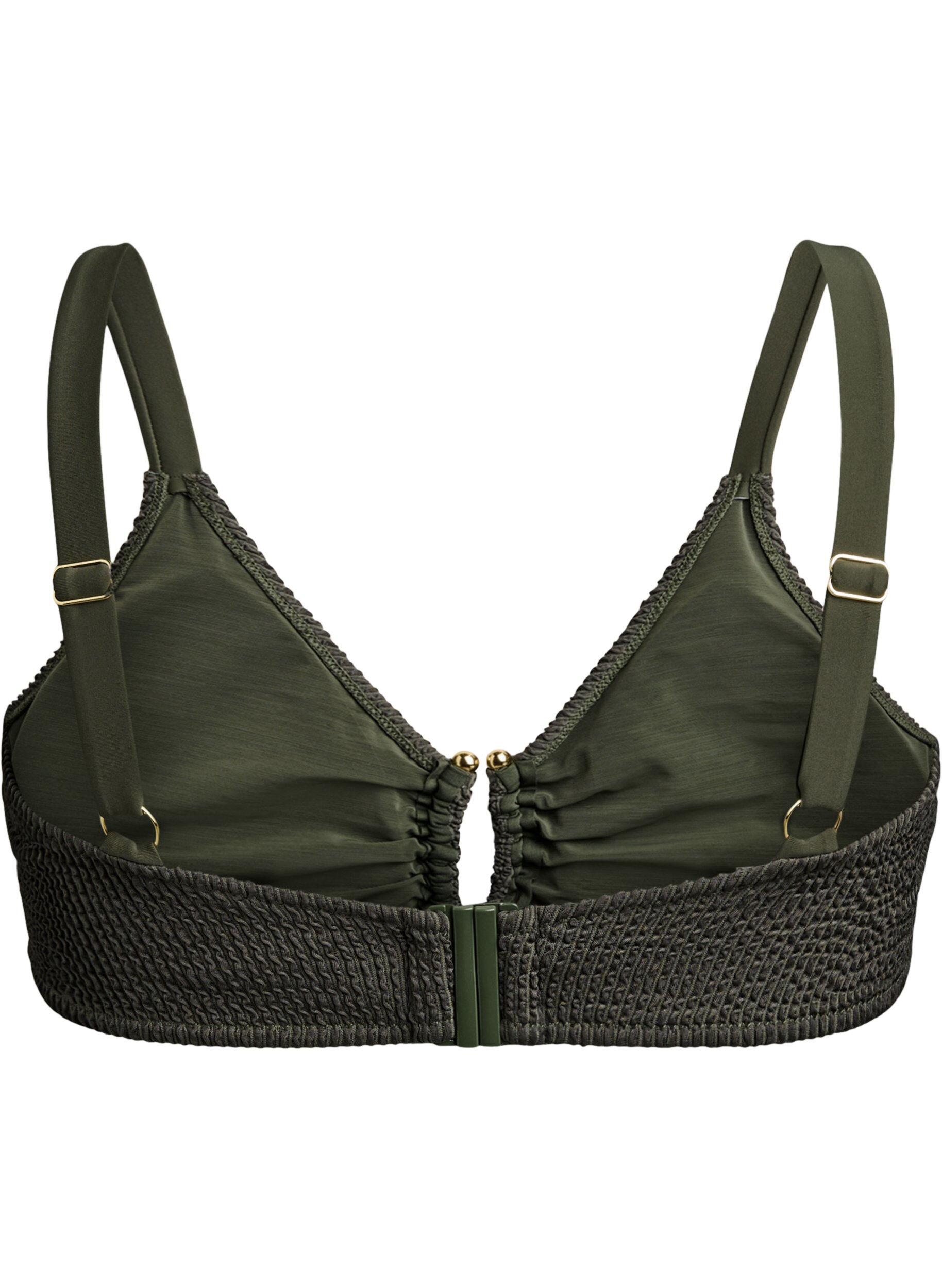 Zizzi Bikinitop met textuur en een elegant detail, Groen, Packshot image number 1