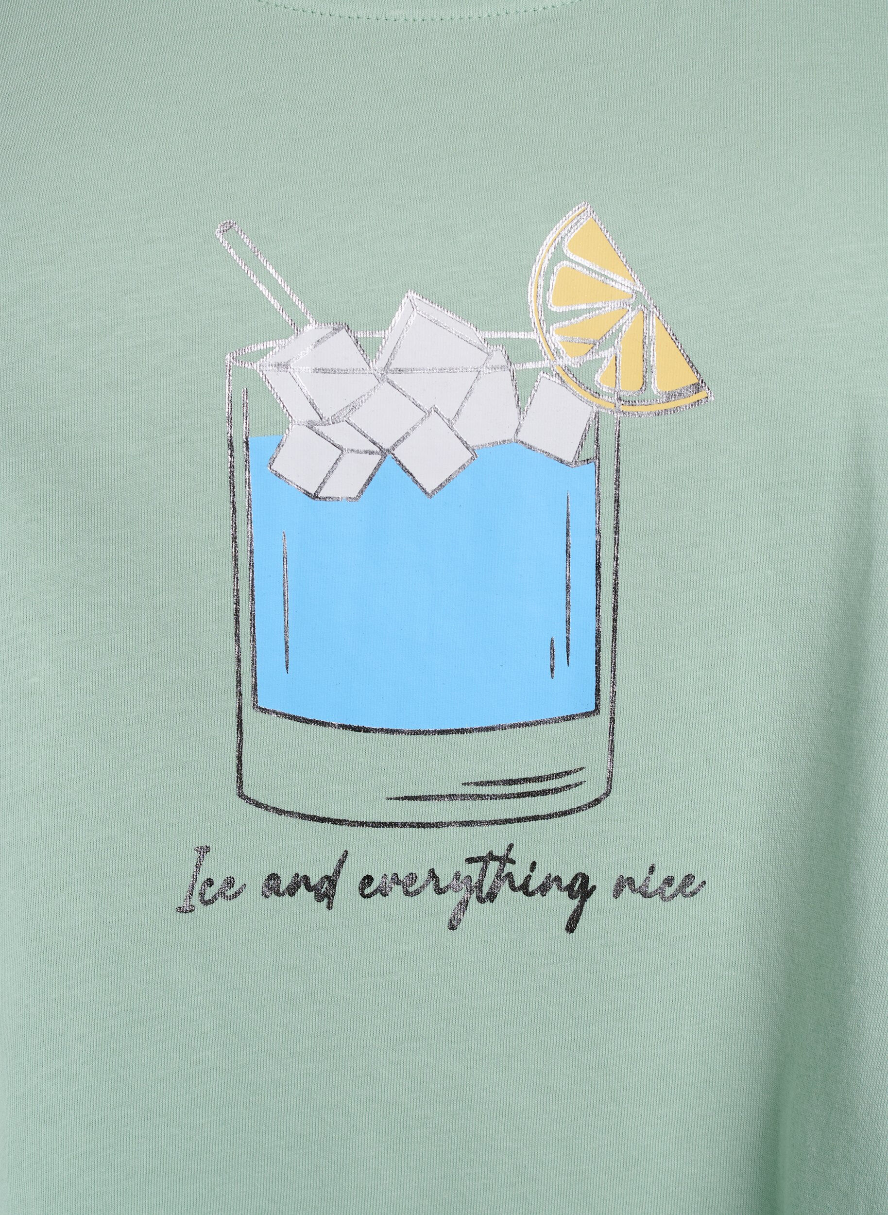 Zizzi Katoenen top met a-vorm, Groen, Packshot image number 2