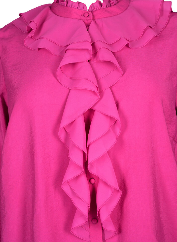 Shirt blouse van viscose met ruches, Rose Violet, Packshot image number 2