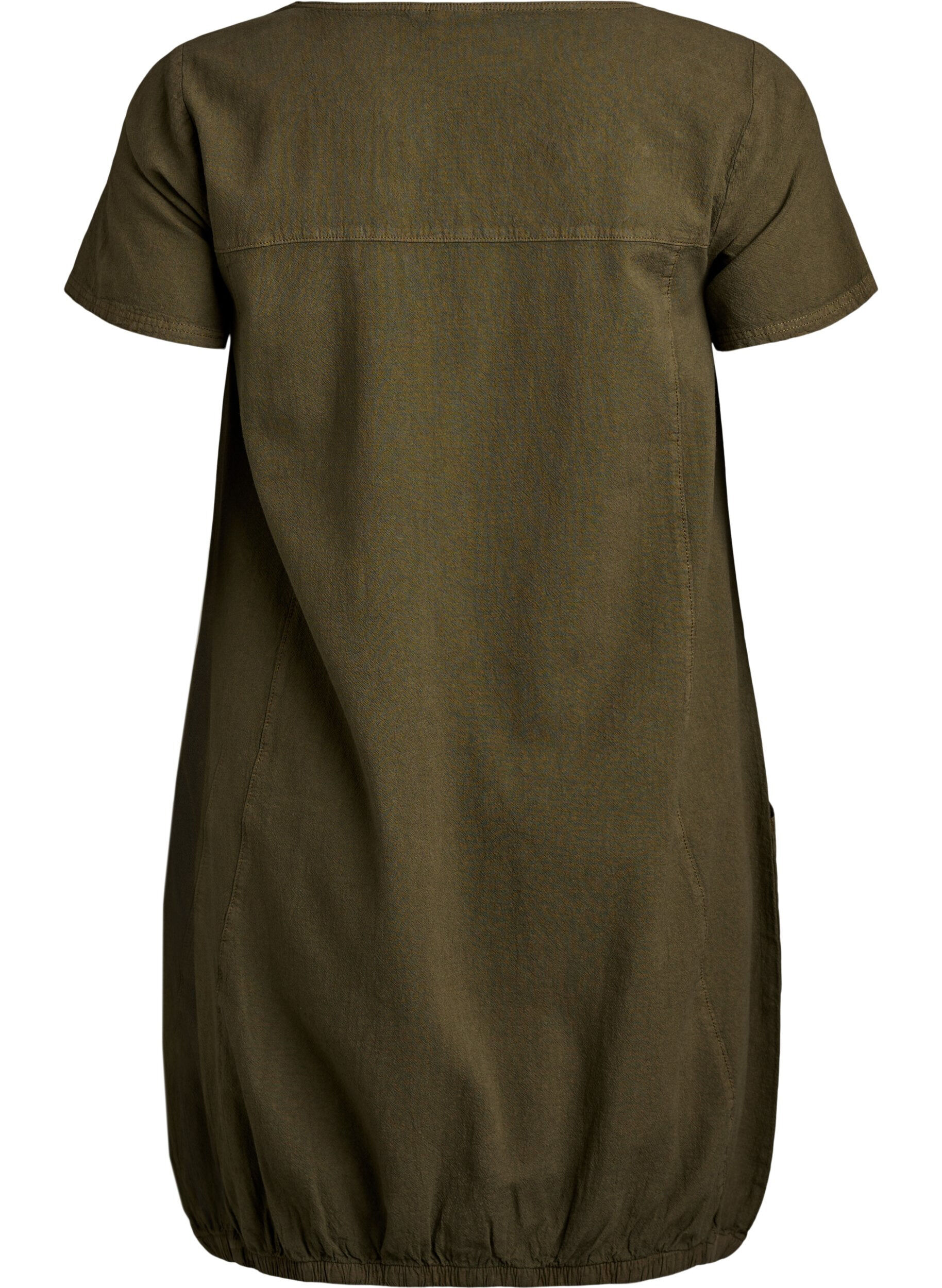 ZizziKatoenen jurk met korte mouwen, Groen, Packshot image number 1