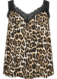 Kanten topje van viscose, Leopard