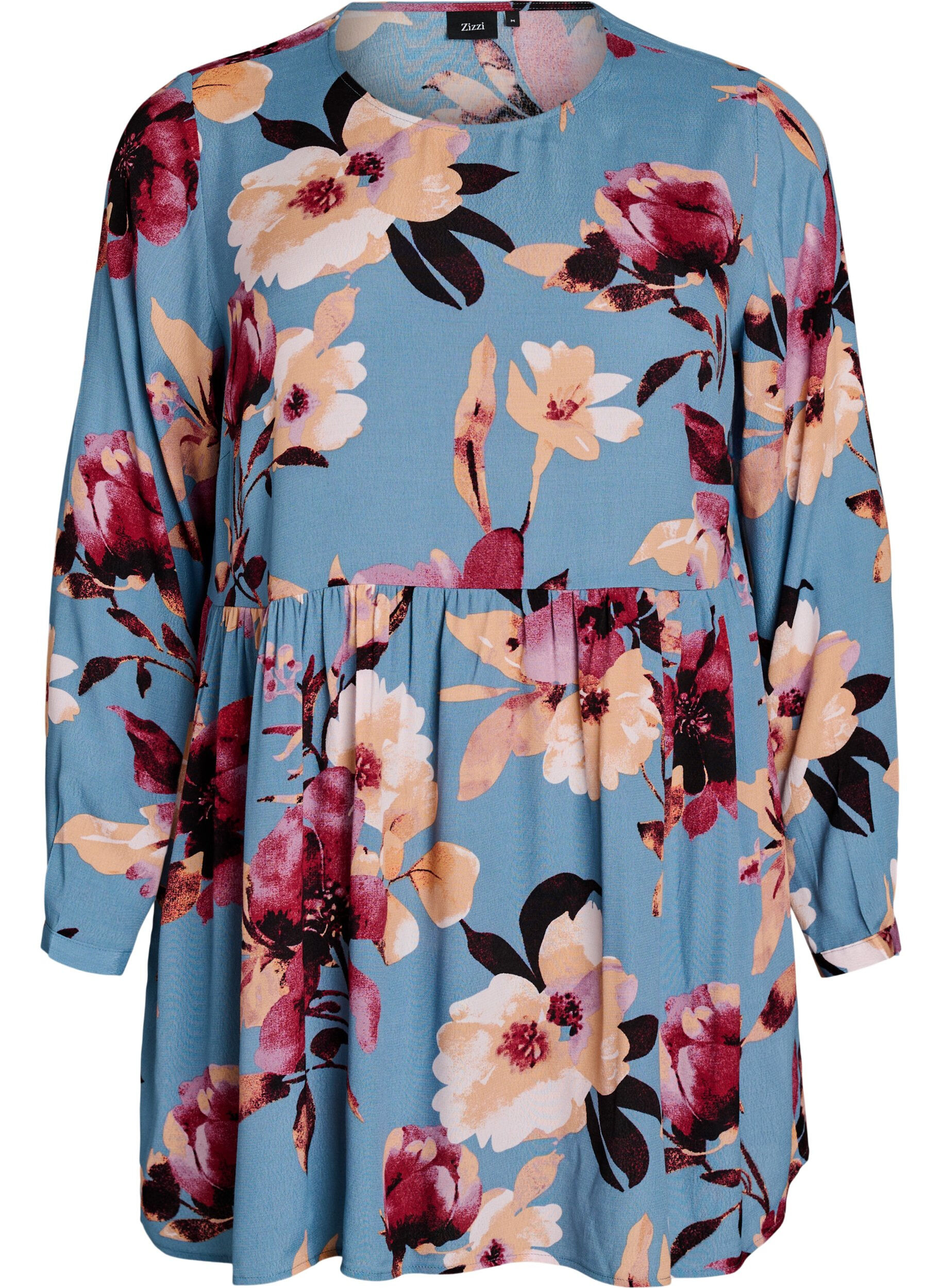 Zizzi Lange mouwen tuniek met een naad, Blauw, Packshot image number 0