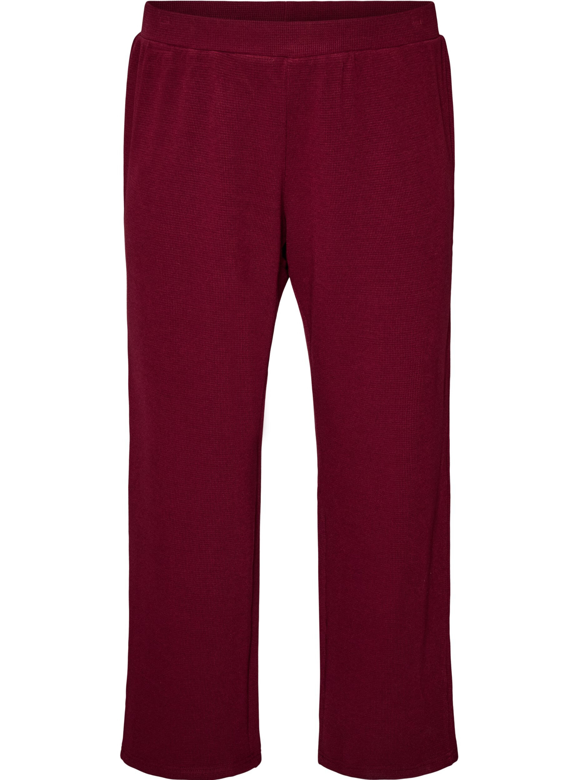 ZizziLosse broek met textuur en een hoge taille, Rood, Packshot image number 0