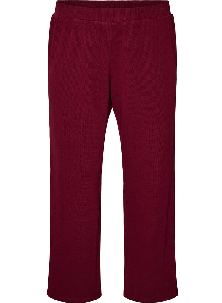 Losse broek met textuur en een hoge taille, Rood, Packshot image number 0