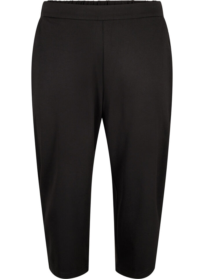 Maddison soepelvallende capribroeken met zakken, Zwart, Packshot image number 0