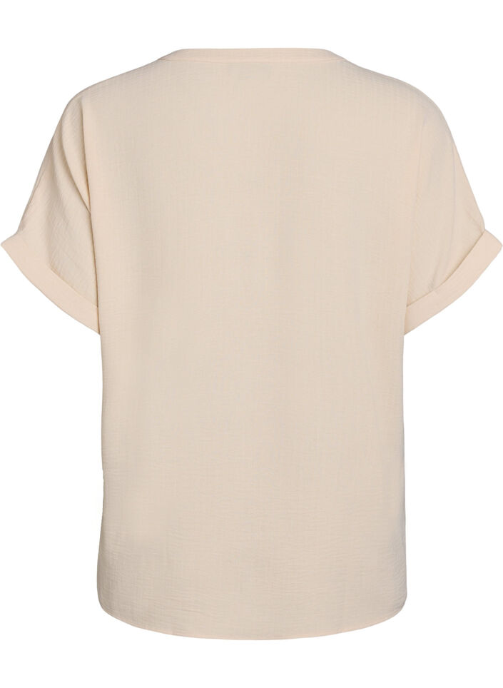 Luchtige blouse met korte mouwen, Beige, Packshot image number 1