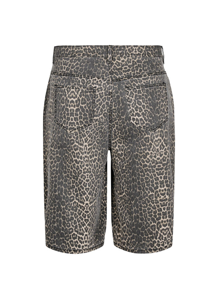 Luipaardprint denim bermuda shorts, Bruin, Packshot image number 1