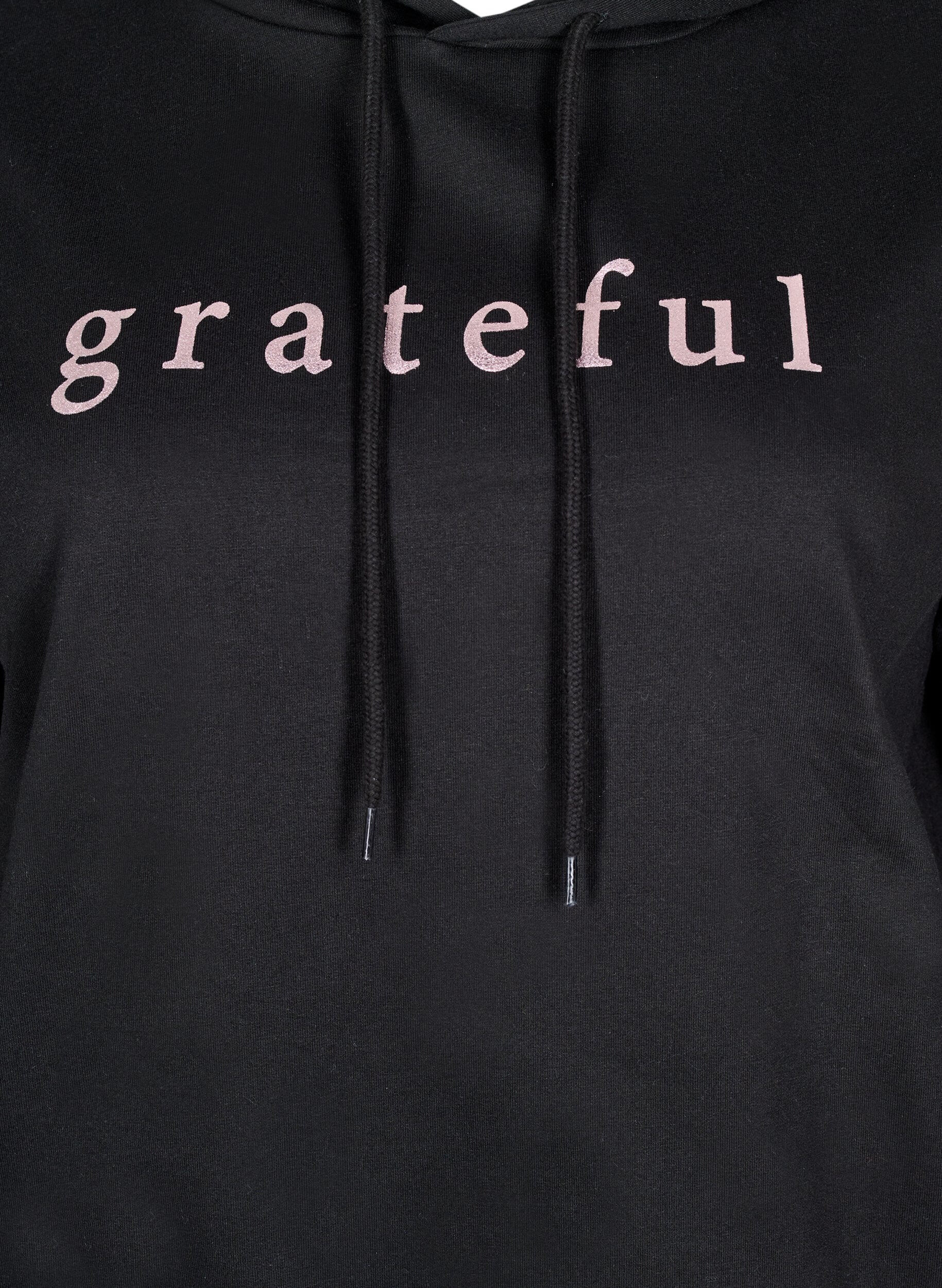 ZizziSweater met capuchon en print, Zwart, Packshot image number 2