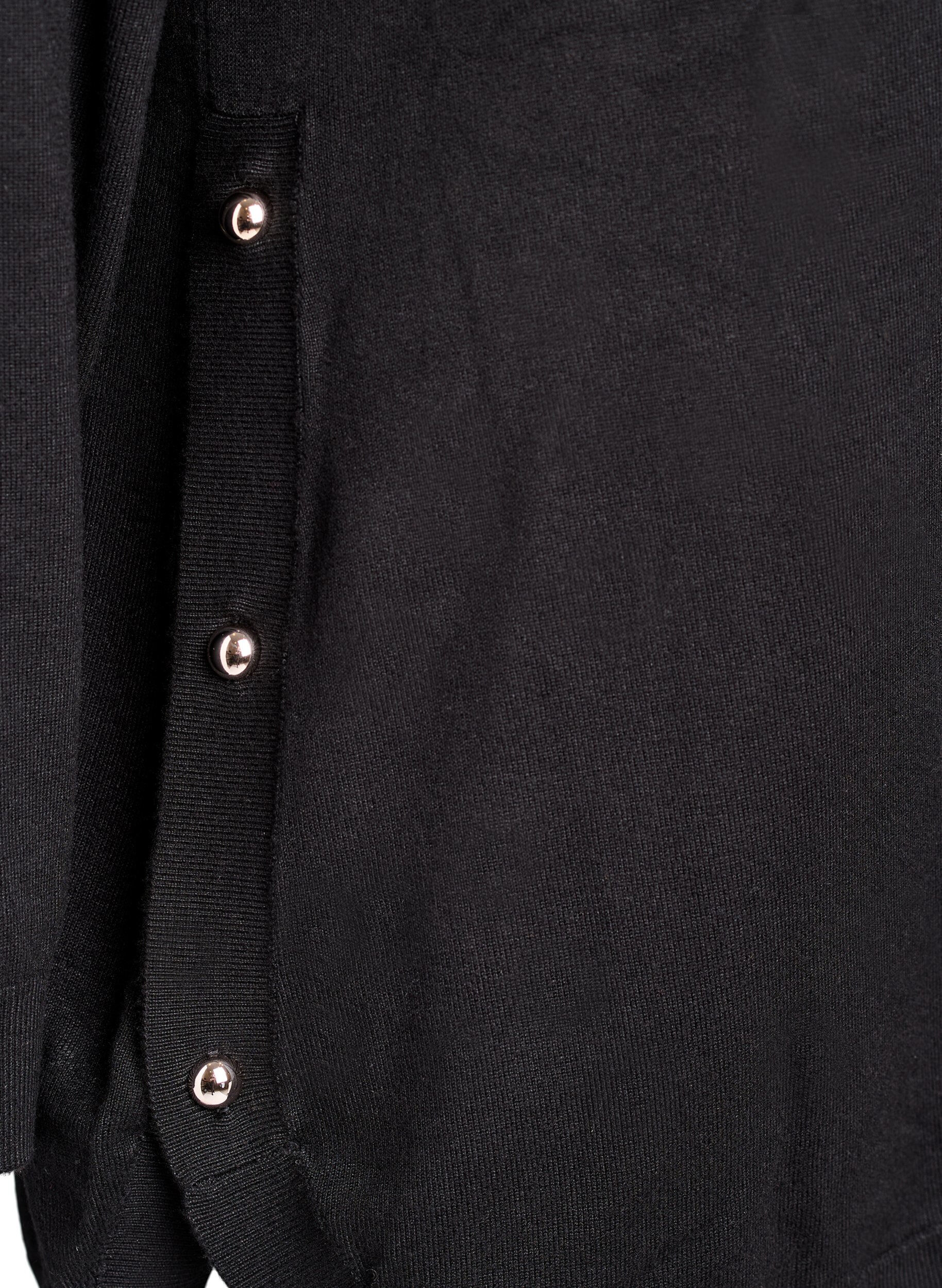 ZizziGebreide blouse met knopen aan de zijkant, Zwart, Packshot image number 3